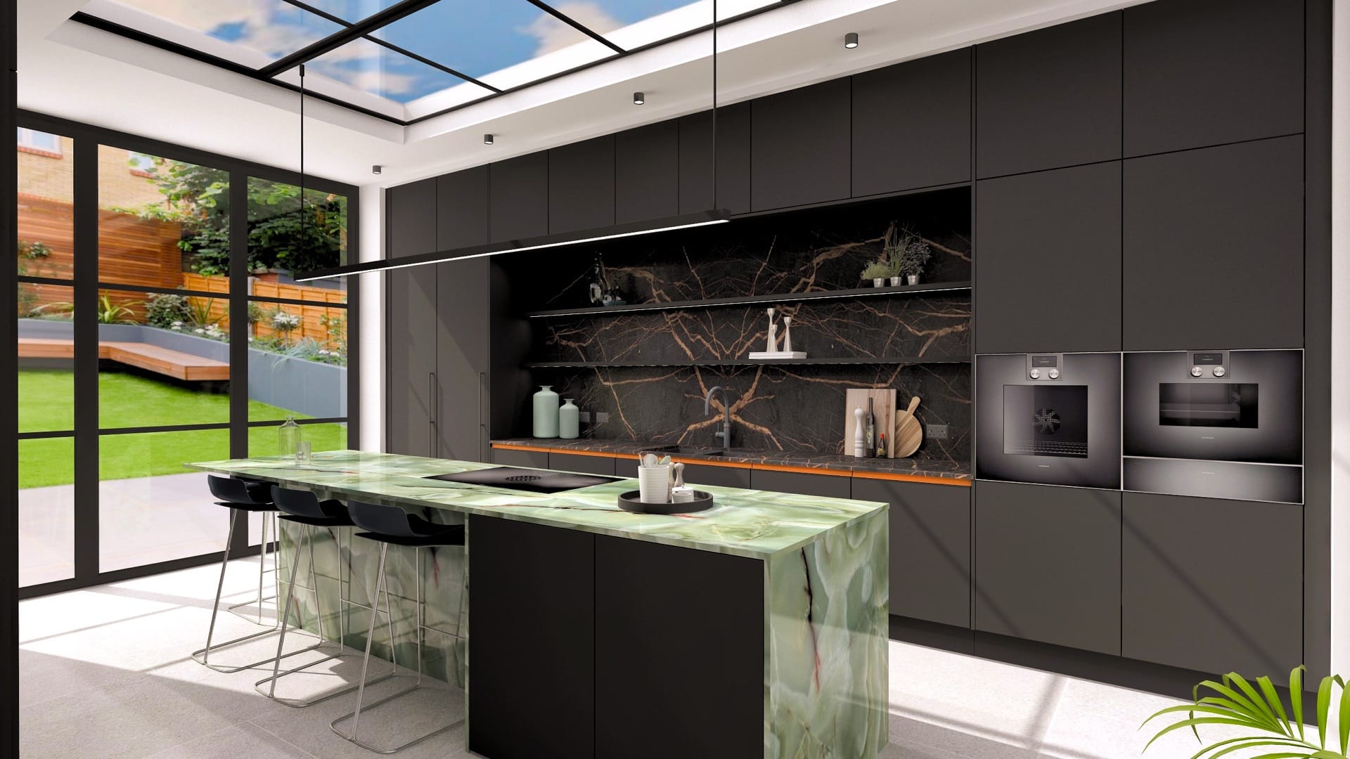 Grey handleless kitchen by Chris Mitchell